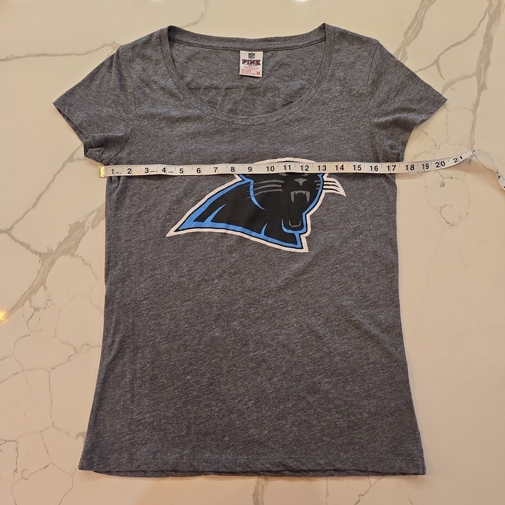 NFL x Victoria's Secret Carolina Panthers T-Shirt Gray Blue Womens Size Medium - Picture 2 of 8